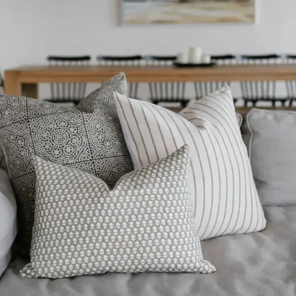 Linen and James Walker Natural Black Stripe pillow cover 20”x20”